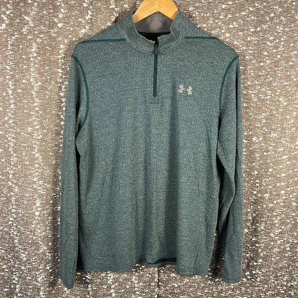 Under Armour UA Mens Threadborne 1/4 Zip Pullover Sweatshirt Green Size Large - Picture 1 of 10